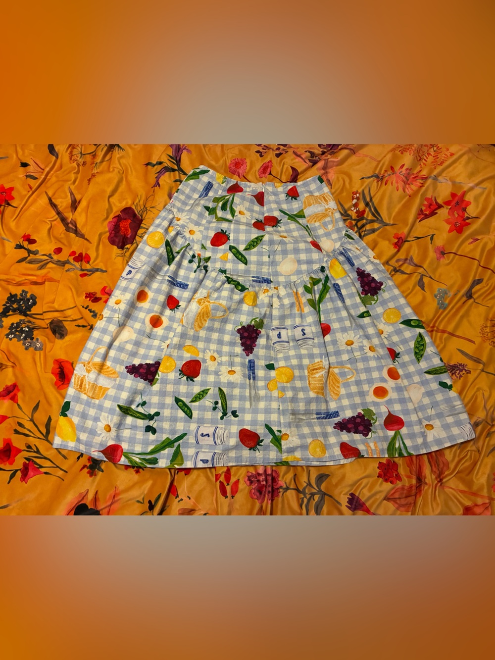 Lisa Says Gah! Gingham Fruit & Daisy Print Skirt - Picture 2 of 4